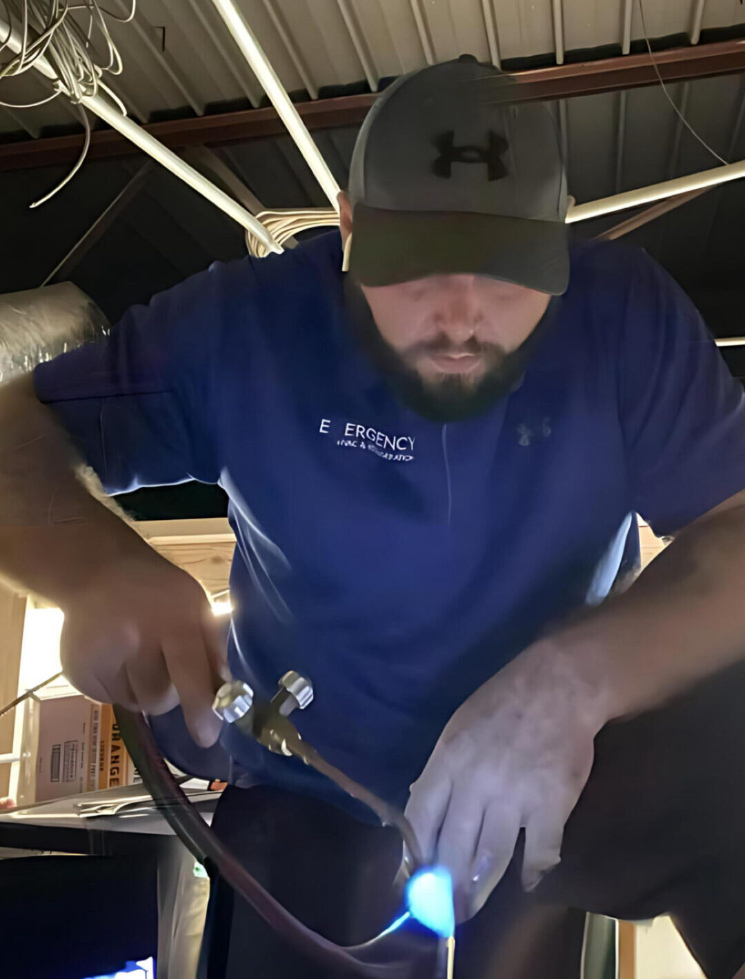 commercial hvac contractor working